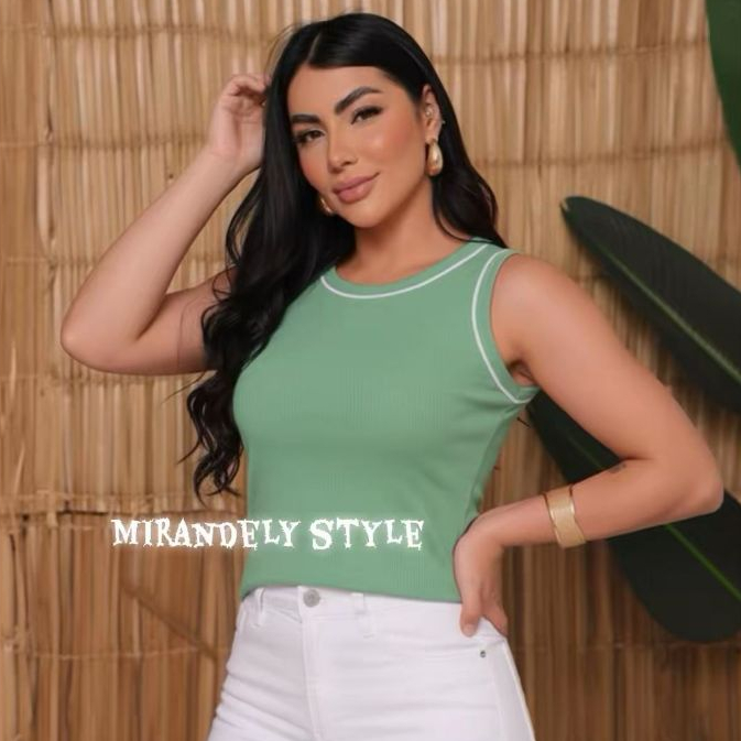 Blusa Regata Feminina Bicolor em Ribana Canelada 💖 Tecido Premium | Confortável, Moderna e Estilosa – Mirandely Style em Oferta na Shopee