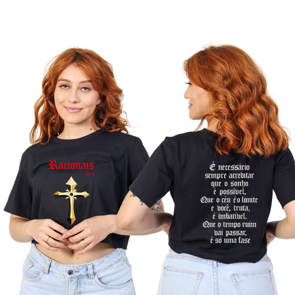 Cropped Camiseta Casual Racionais Mc's Rap Nacional Música Feminina em Oferta na Shopee