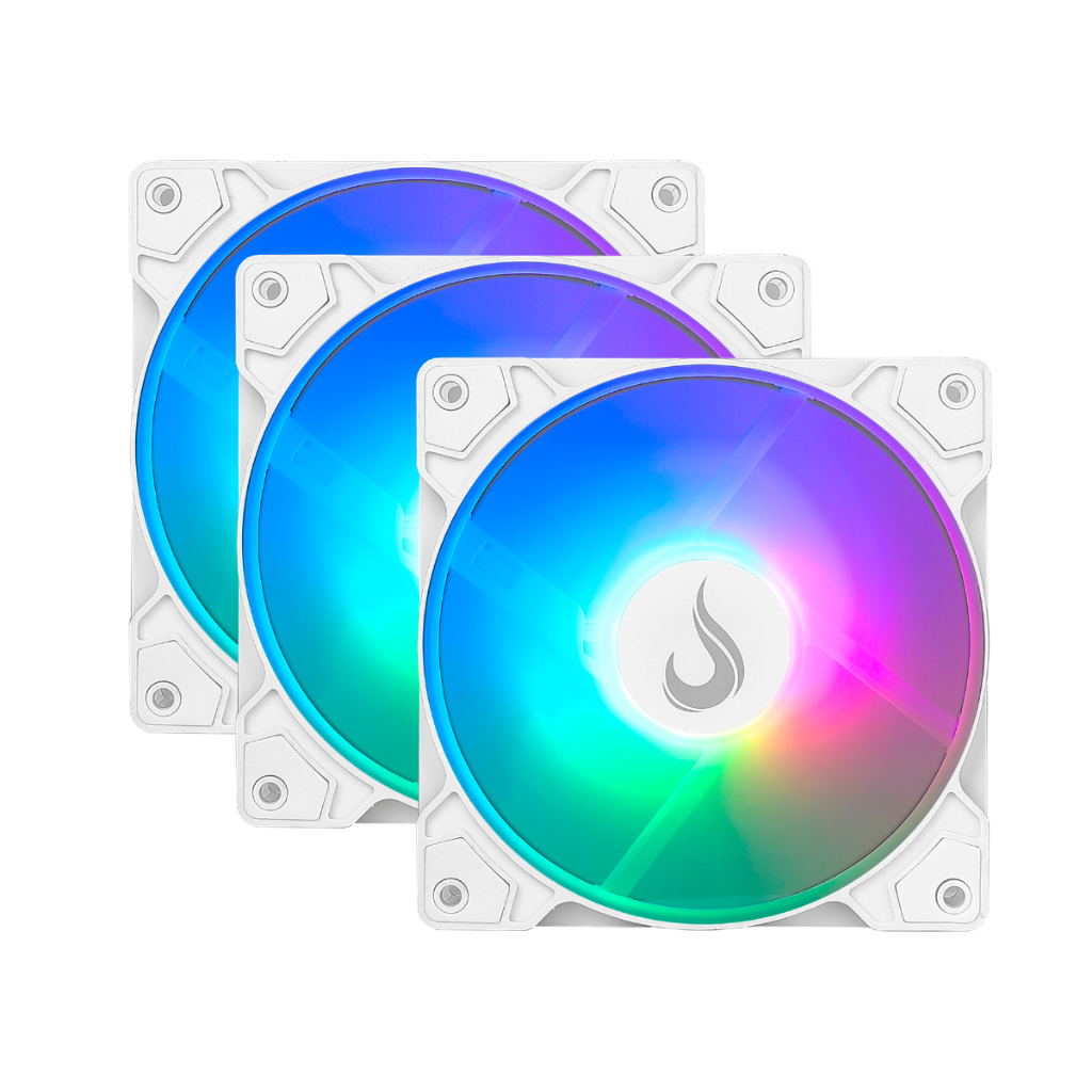 Kit 3 Cooler Fan Gamer | Rise Mode | X Led White Rainbow | 120mm em Oferta na Shopee