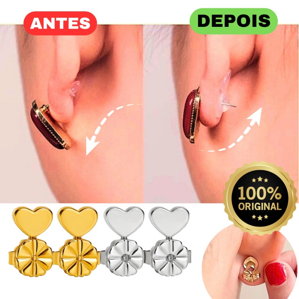 Tarraxas Mágicas p/ Brincos Orelha Rasgada Hipoalergênico Banho Ouro 18k Prata Acessórios Femininos Tarrachas