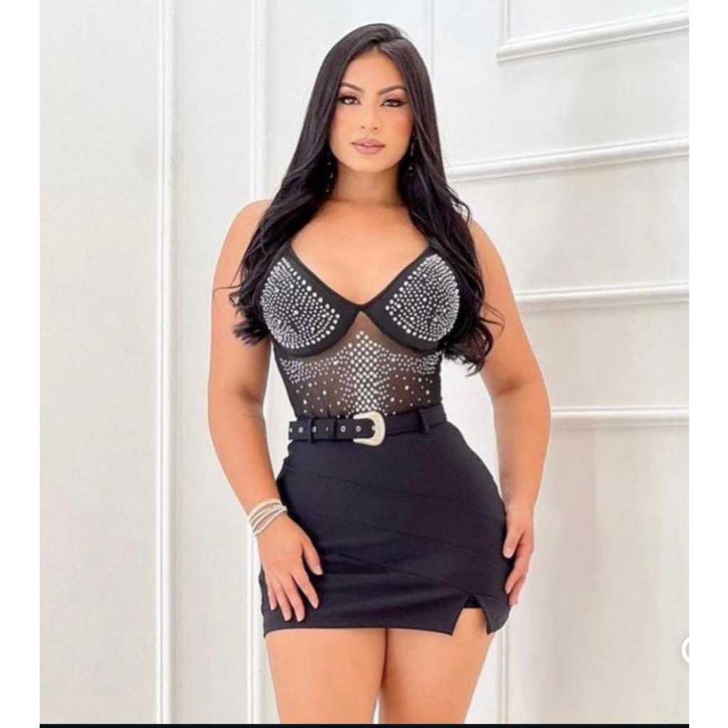 Body Tule Pedraria Alcinha Look Festa Glamouroso Meraki Girls