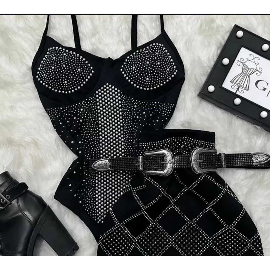Body Tule Pedraria com Alcinha  Brilho e Luxo Feminino Meraki Girls