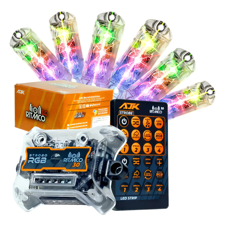 Kit 6 Strobo Ajk Led 6w Para Som Automotivo Ritmo Iluminação - Encaixe - Rgb em Oferta na Shopee