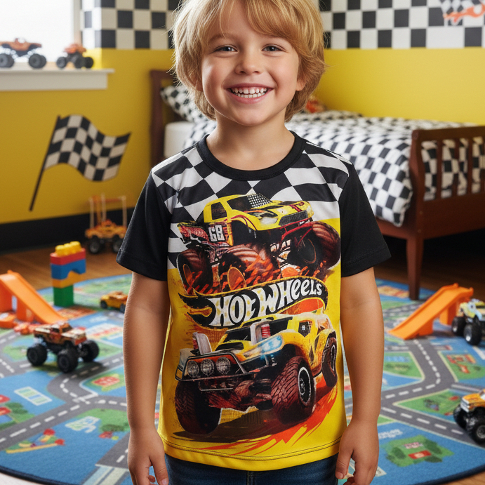 Camisas Infantil Hotwheels Carros em Oferta na Shopee