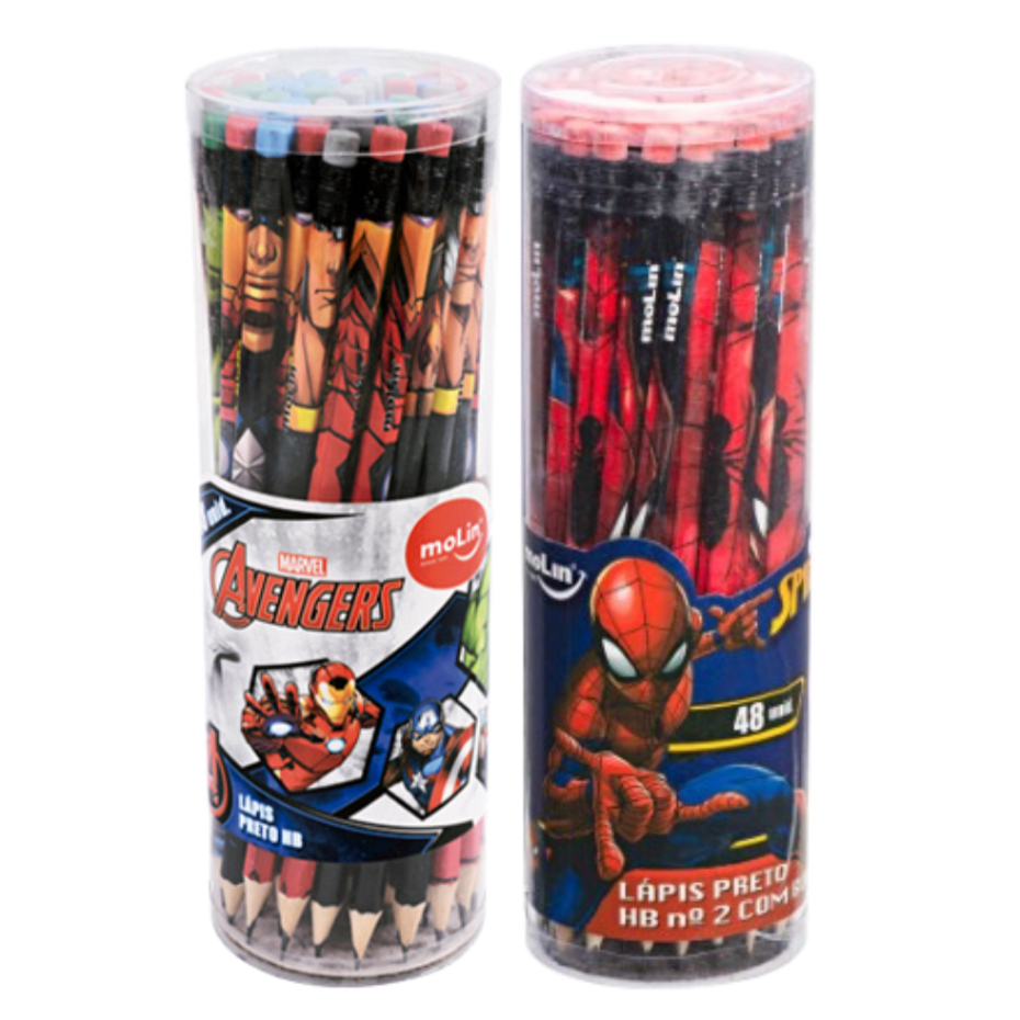 LAPIS GRAFITE COM BORRACHA SPIDER-MAN (13586) - AVENGERS (22256) MOLIN