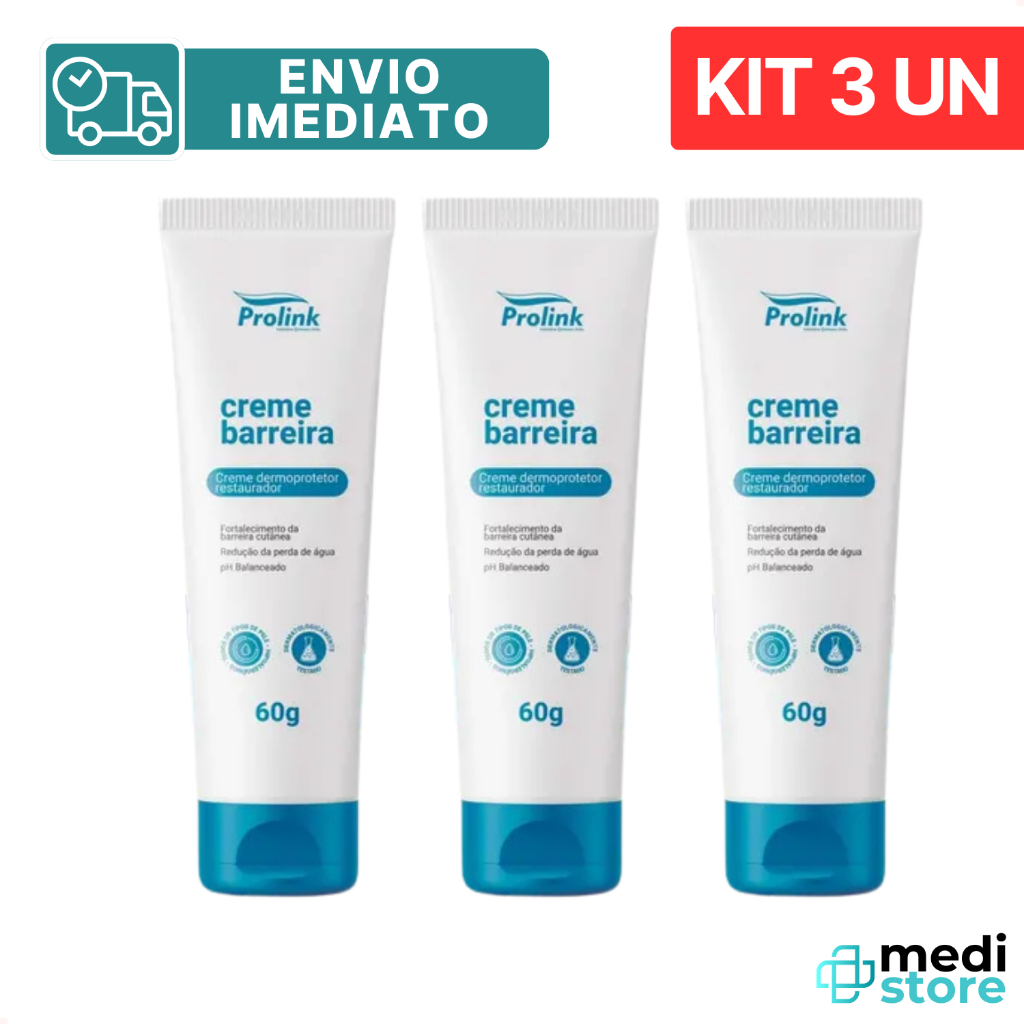 Kit com 3 - Creme Barreira Dermoprotetor Restaurador Prolink 60g - Envio Imediato