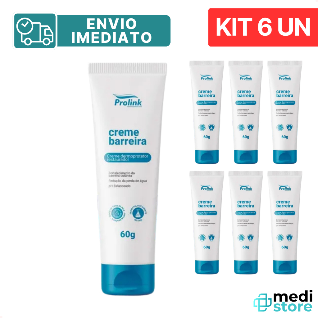 Kit com 6 - Creme Barreira Dermoprotetor Restaurador Prolink 60g - Envio Imediato