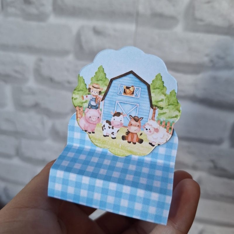 Kit 20 Porta Bis Duplo Fazendinha Azul Lembrancinha Decoração Festa Infantil Personalizados Aniversario