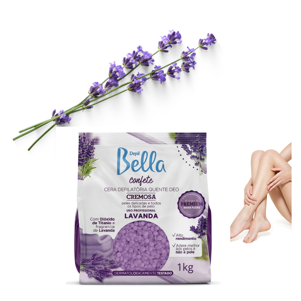 Detalhes do CERA DEPIL BELLA  CONFETE LAVANDA 1KG