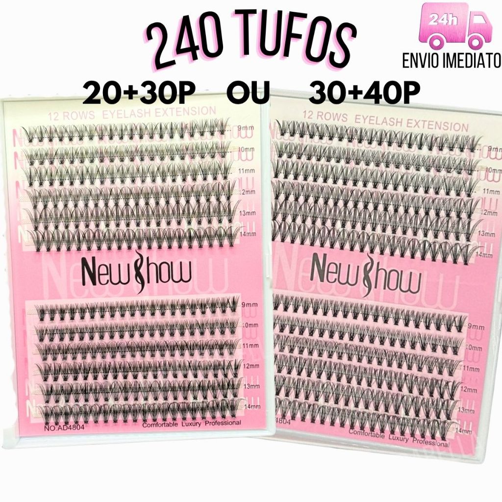 Tufo New Show Volume 20+30P / 30+40P D Curl 9-14 MIX - Cílios Postiços Extensão Profissional Tufinho
