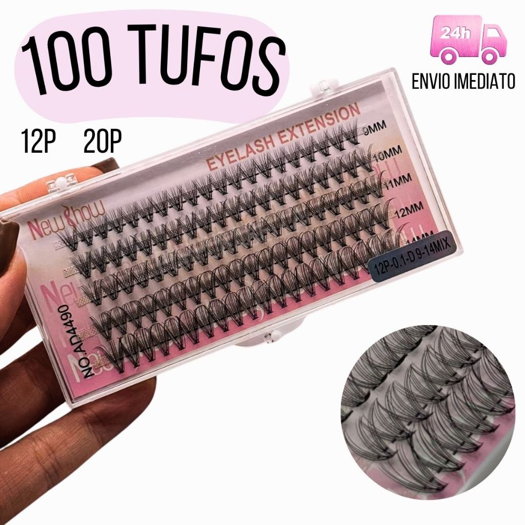 Tufos sem Nó New Show 12P / 20P 100 Unidades Cílios Postiços Cilios Mix Tufinho Extensão Alongamento em Oferta na Shopee
