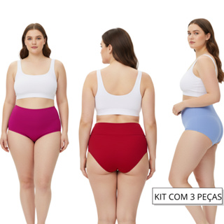 Kit 3 Calcinha Grandes Calçola Suede Plus Size Pos Cirúrgico Cintura Alta Uso Diário Confortável em Oferta na Shopee