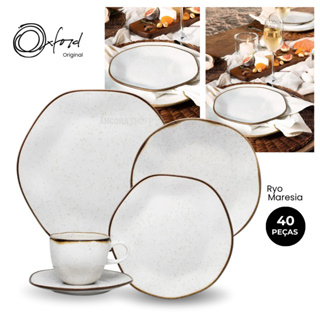 Jogo 40 Pçs Aparelho de Jantar e Chá Porcelana Ryo Maresia Oxford Conjunto de Pratos e Xícaras em Oferta na Shopee