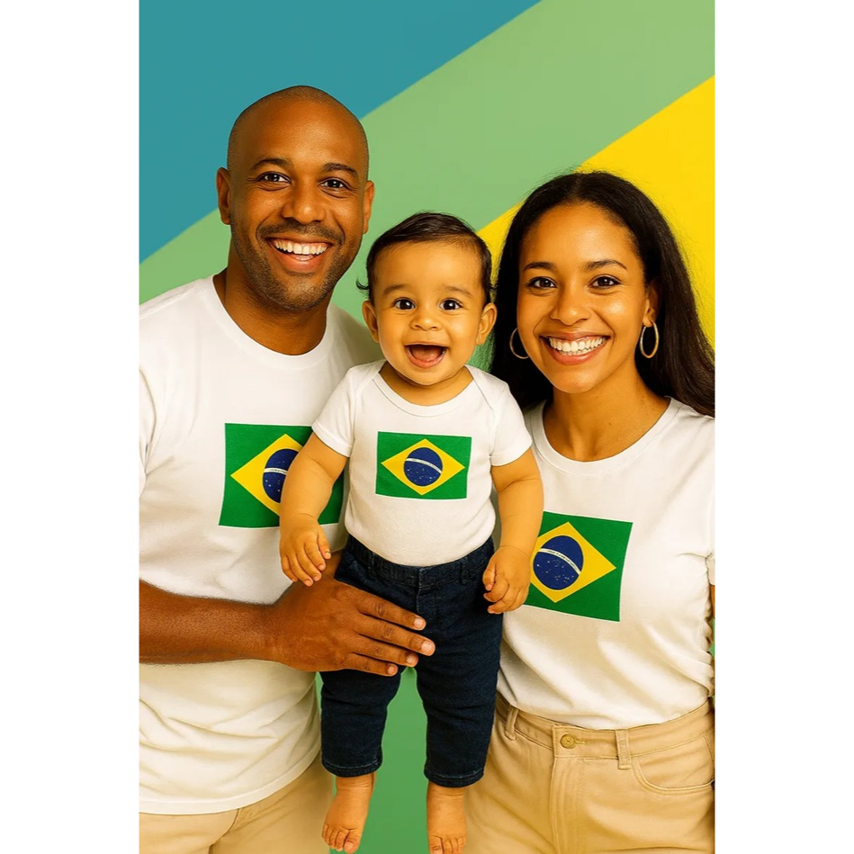 Body Camiseta Bandeira Brasil Time Futebol Brasil 100% Algodão M01