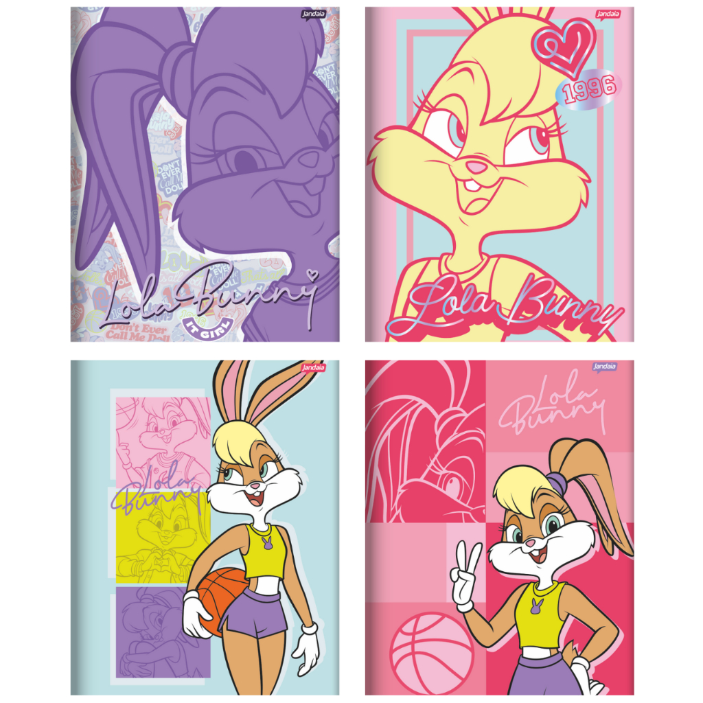 Kit 5 Cadernos GRANDE Escolar Brochura Capa Dura com Pauta  80 Folhas Lola Bunny ORIGINAL em Oferta na Shopee