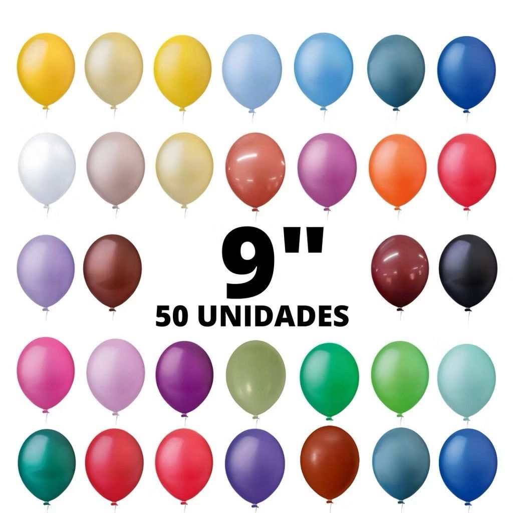 Balão Bexiga Látex Liso 9 Polegadas 50 Unidades em Oferta na Shopee