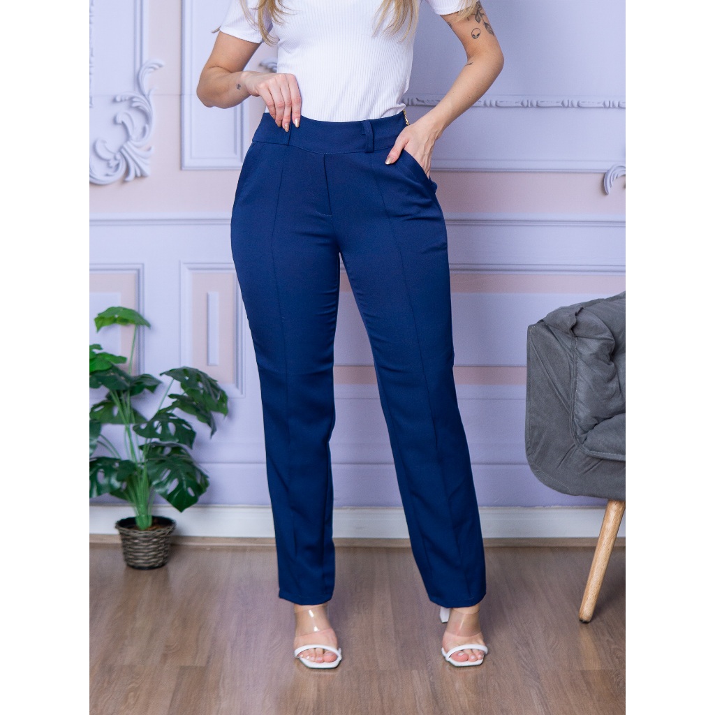 Calça De Trabalho Feminina Social Alfaiataria Com Bolso