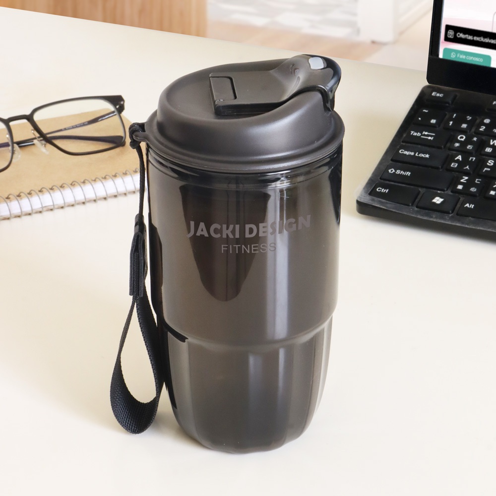 Garrafa Dupla Camada 500ml Jacki Design com Tampa e Alça Térmica Antivazamento Sem BPA em Oferta na Shopee