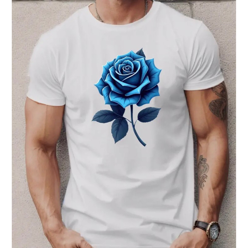 Camisa Camiseta FLOR BLUE Super Lançamento Estilosa Confortavel Perfeita Dia e Noite 100% Algodão