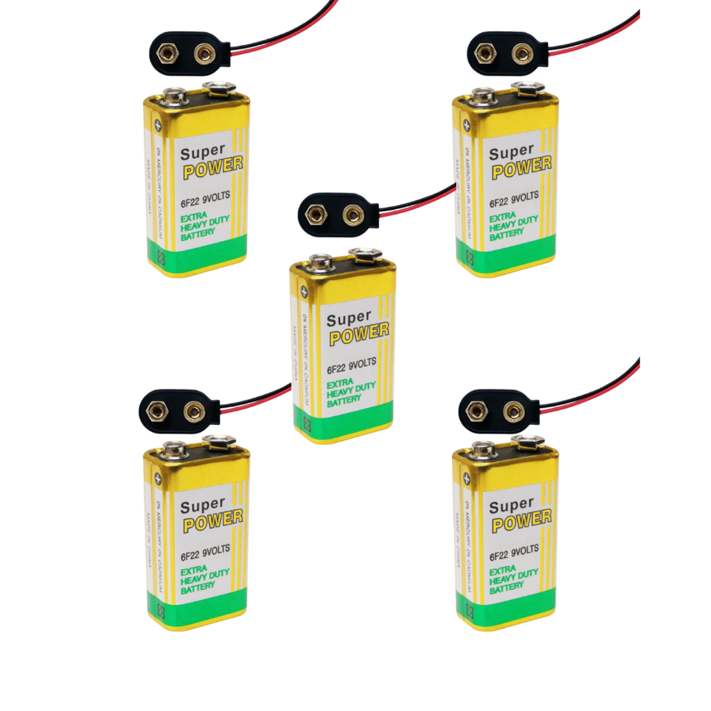 Kit 5 Baterias 9V + Clips Conector