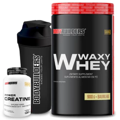 Kit Whey Protein Waxy Whey 900g + Power Creatina 100g + Coqueteleira - Bodybuilders