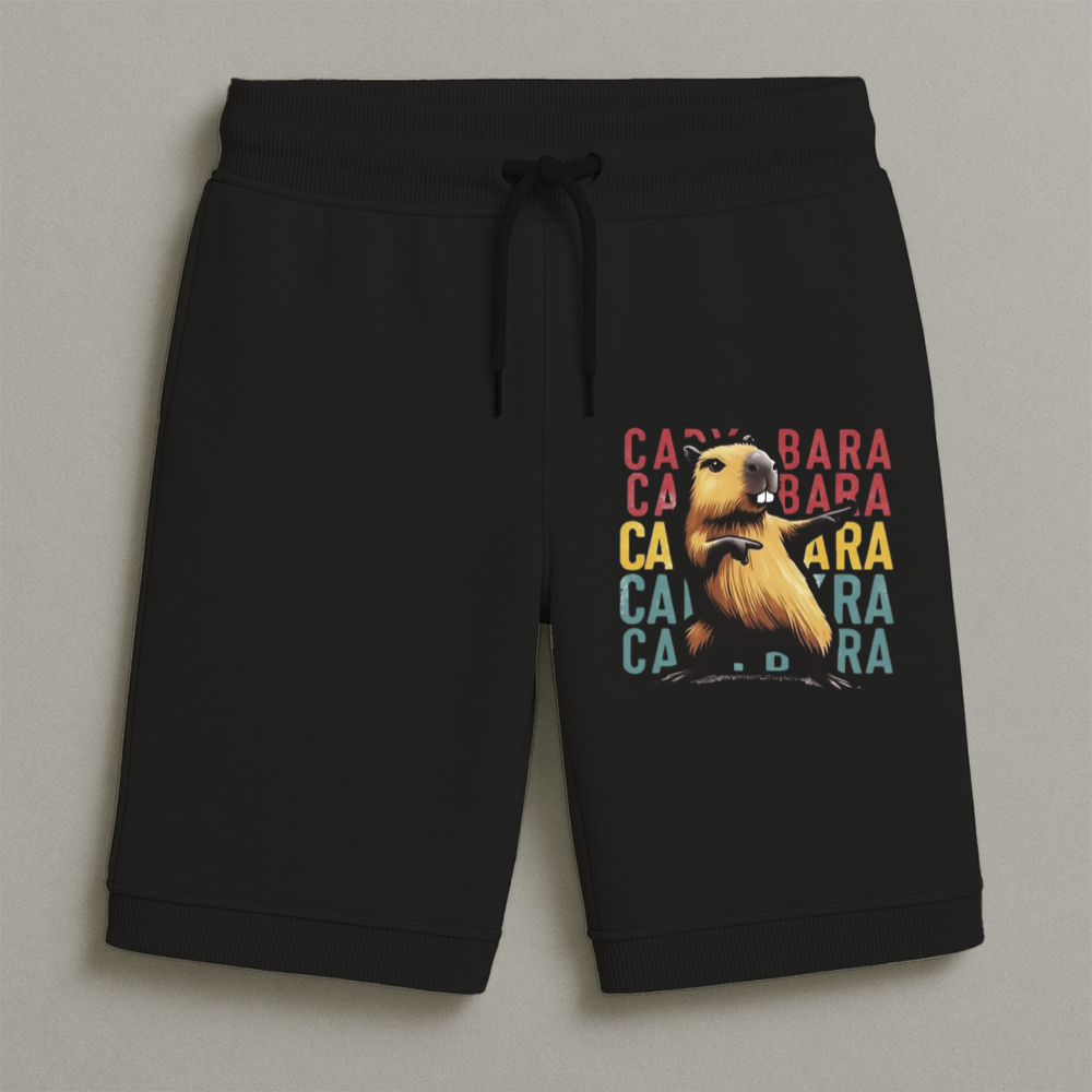 Bermuda Moletom Masculina Infantil Estampada Capivara Conforto Streetwear Do Tamanho 8 Ao 16