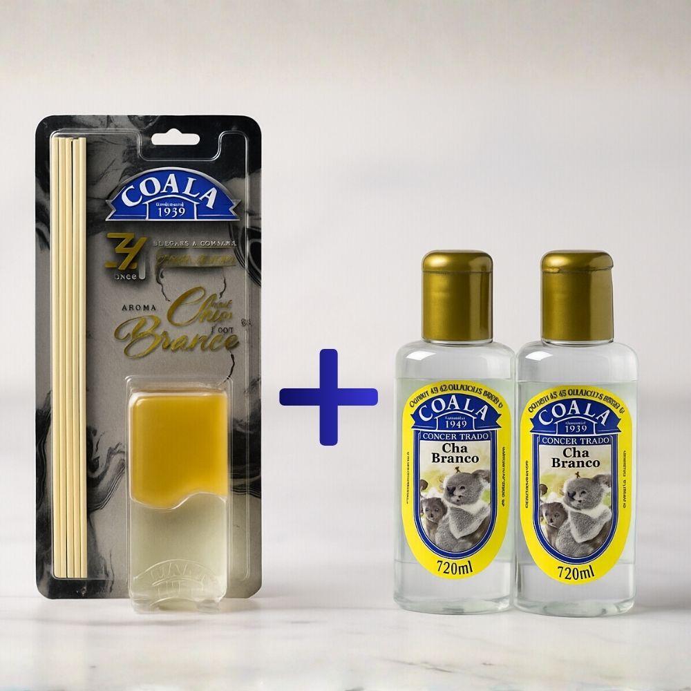 Kit Chá Branco Coala Limpador Perfumado + Difusor de Varetas