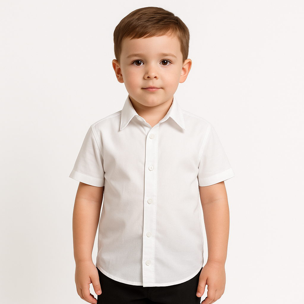 Camisa Social Infantil Branca Manga Curta para Festa Batizado Casamento em Oferta na Shopee
