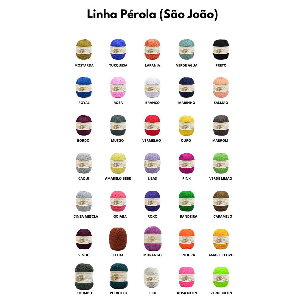 Linha Pérola São João 460 m – Fio Algodão 85% para Crochê & Tricô (MESMA ESPESSURA ANNE FIO 2)