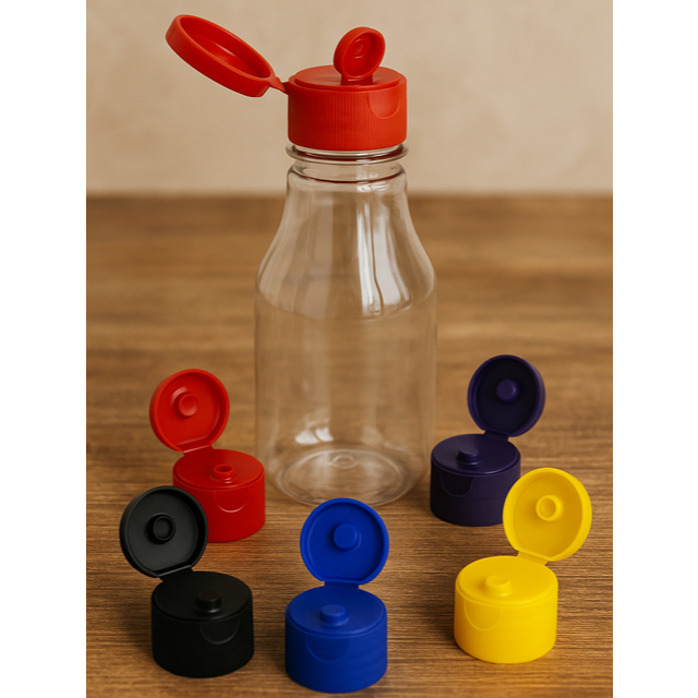 Kit com 50 Tampas Flip Top Batoque 28mm para Garrafas de Molhos, Pimenta, Temperos e Condimentos Não Vaza