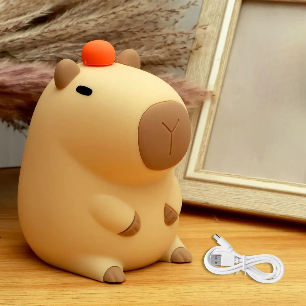 Luminária LED USB Capivara Fofa Recarregável – Luz Noturna Decorativa de Mesa em Oferta na Shopee