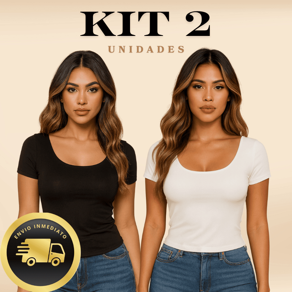 Kit 2 Blusa Feminina Básica Decote nas Costas Suplex Premium em Oferta na Shopee