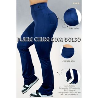 Kit 2 Calça  Feminina Flare Cirre Com Bolsos Cintura Alta Elegante em Oferta na Shopee