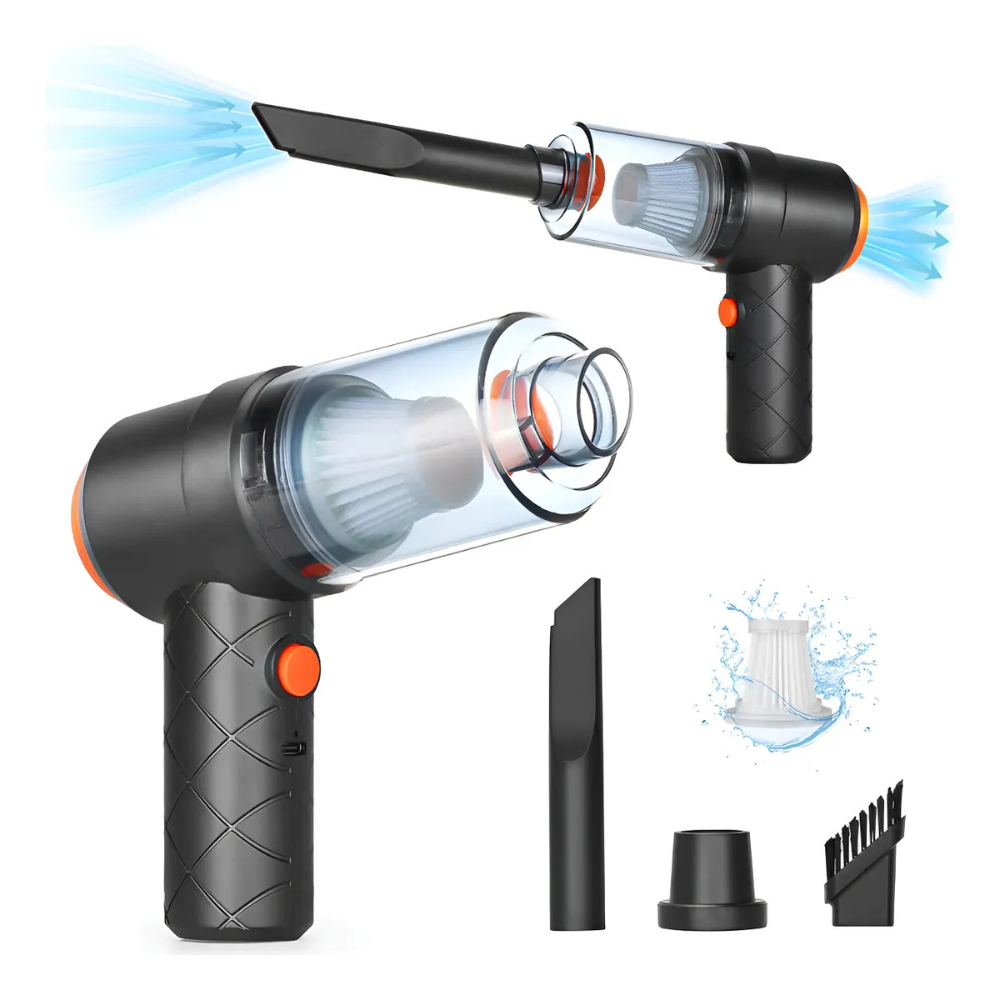 Mini Aspirador de Pó Portátil Recarregável 2 em 1 – Função Sopro e Sucção para Limpeza de Carro, Teclado e Casa