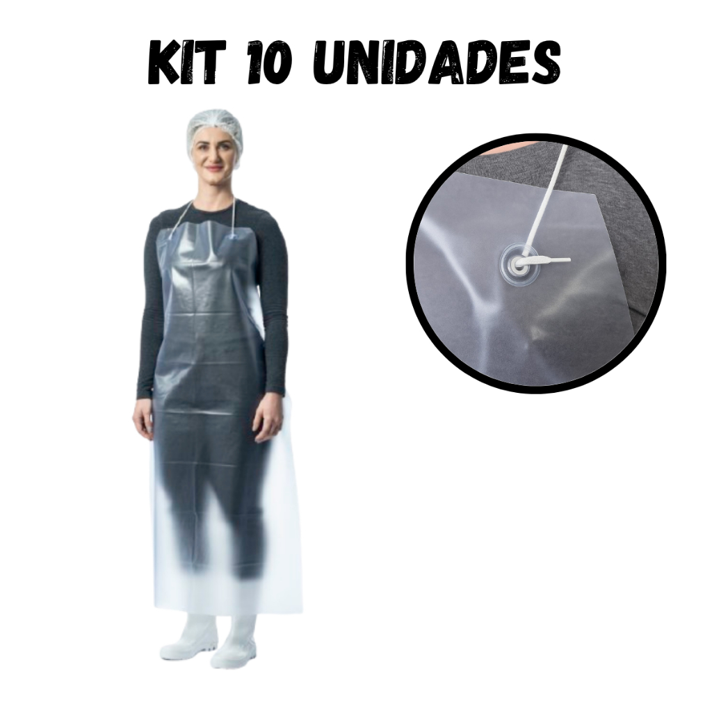 Kit 10 Avental Pvc 120x70 Transparente Com Cordão Poliéster Cozinha Proteção Epi Segurança Ca 40272 em Oferta na Shopee