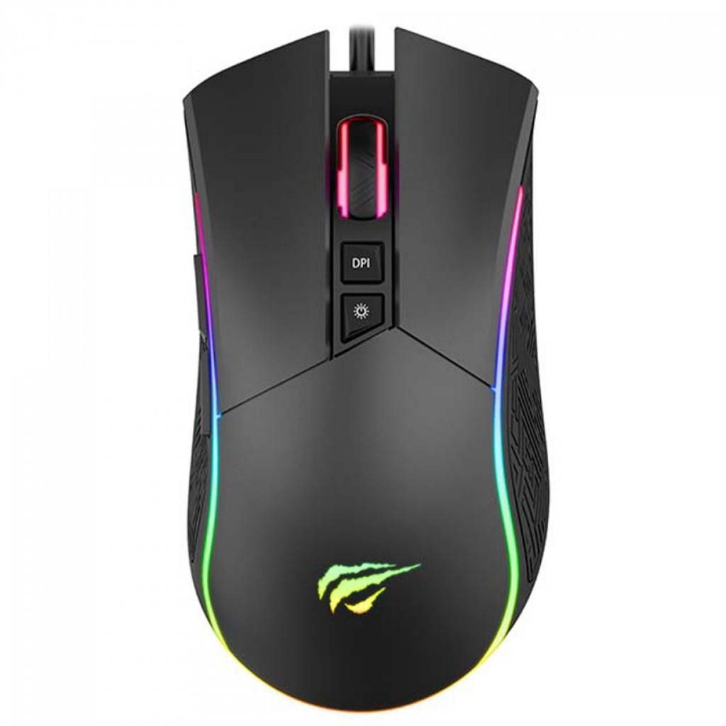Mouse Gamer Havit Ms1001s, 4800dpi, Usb, Rgb, 7 Botões Preto - Preto