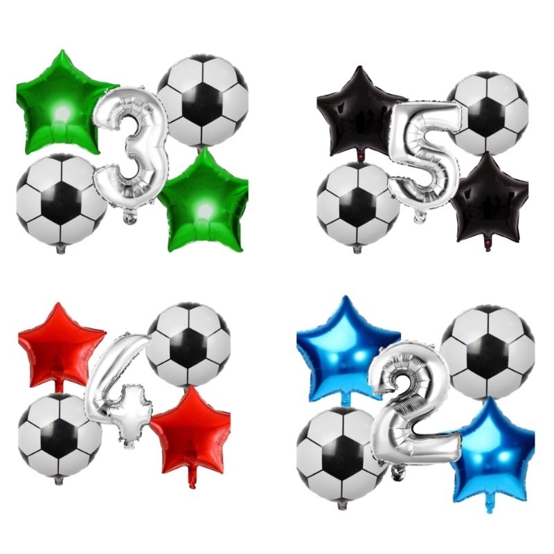 kit 5 baloes futebol bolas com estrelas e número
