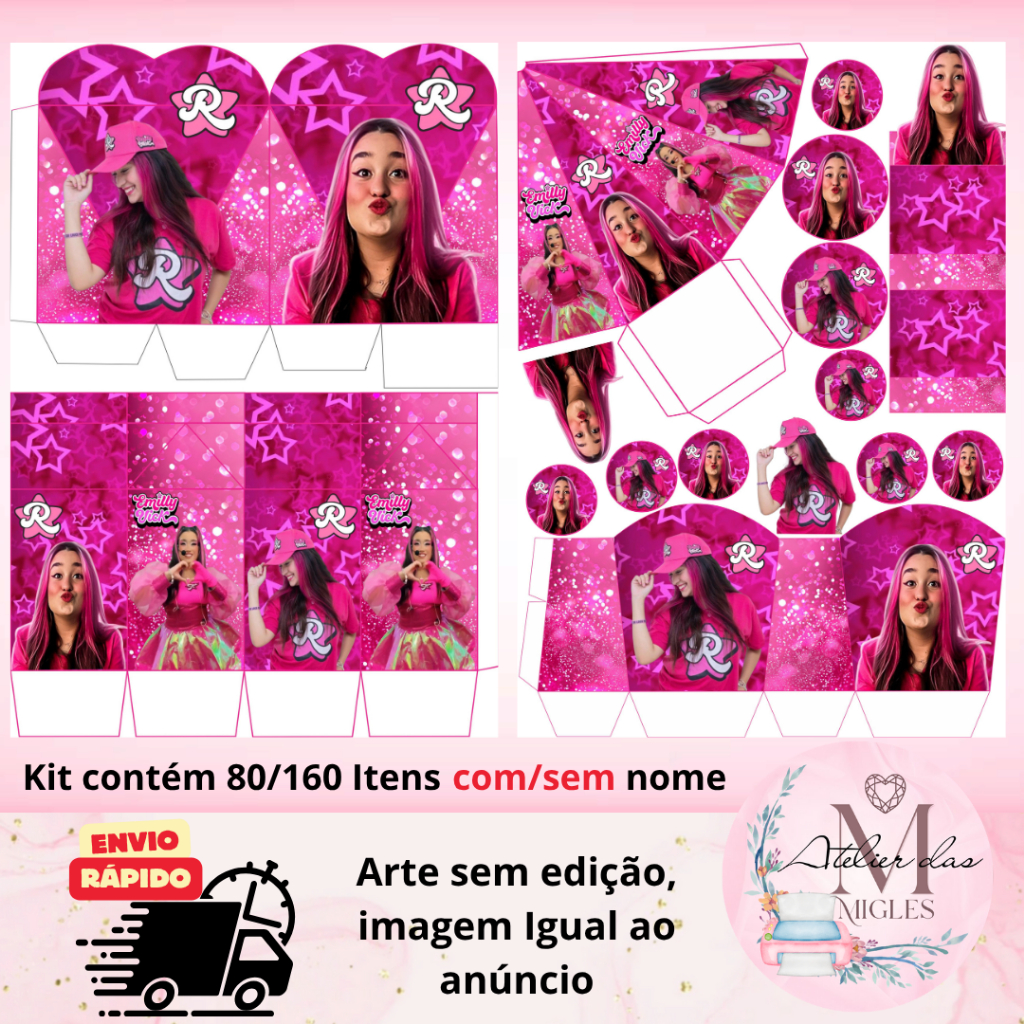 Kit com 80/160 itens lembrancinhas TEMA EMILLY VICK (COM/SEM NOME) - Envio rápido!!!