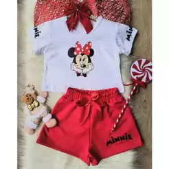 Conjunto infantil blogueirinha Minnie menina LANÇAMENTO blusa cropped + short