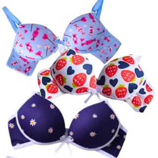 Kit 3 Sutiãs Menina Moça com Bojo Estampado 6 a 15 anos em Oferta na Shopee