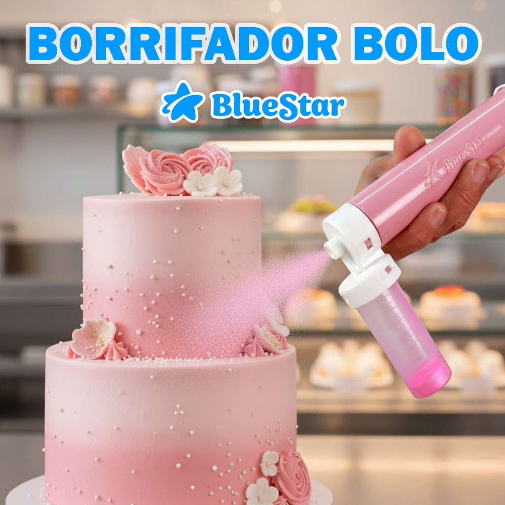 Borrifador P/ Bolo Bluestar Glitter comestível pó Confeitaria Manual finalização aerógrafo