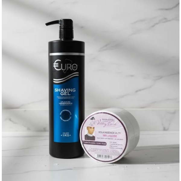 EURO PRO BRASIL, SHAVING GEL TRANSPARENTE 1 KG + BRINDE GOLA PROTETORA HIGIÊNICA