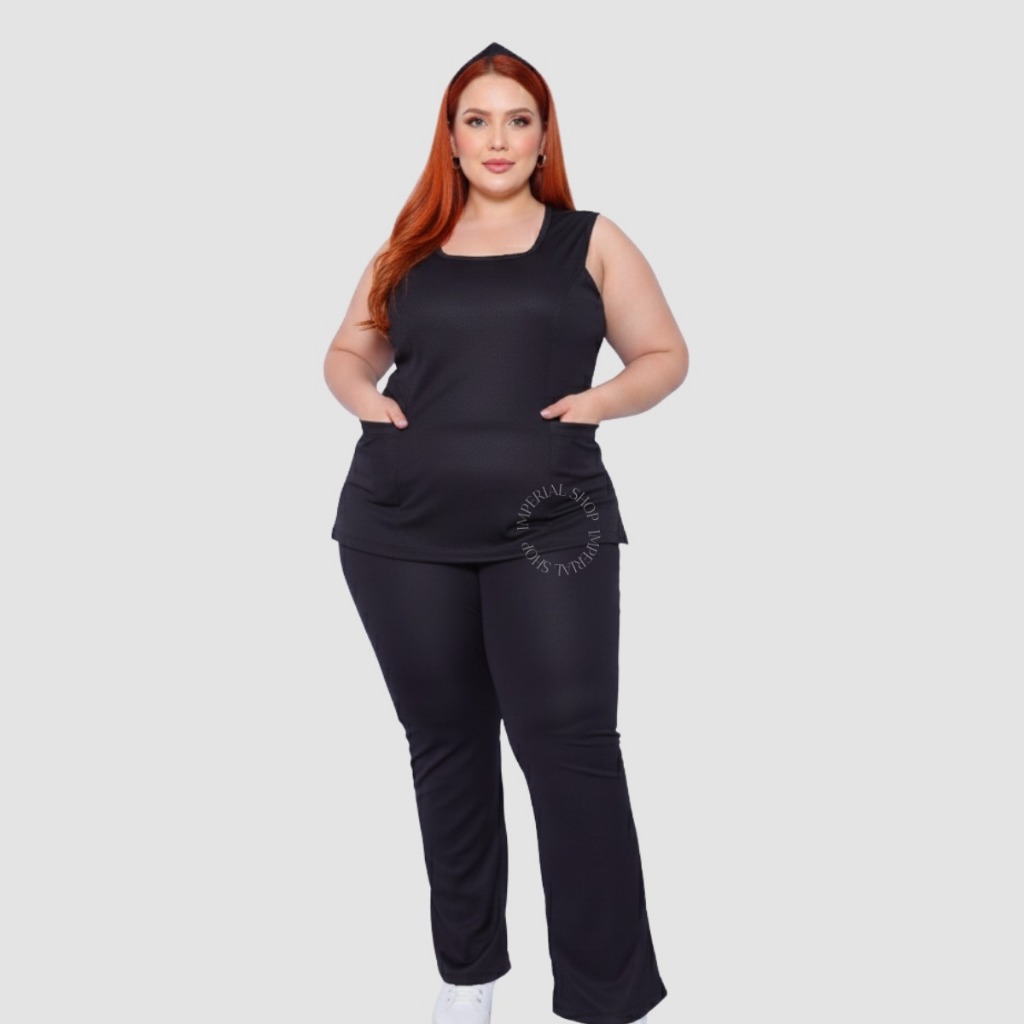 Conjunto Cuidadora Babá Plus Size Secretaria Helanca- Madri