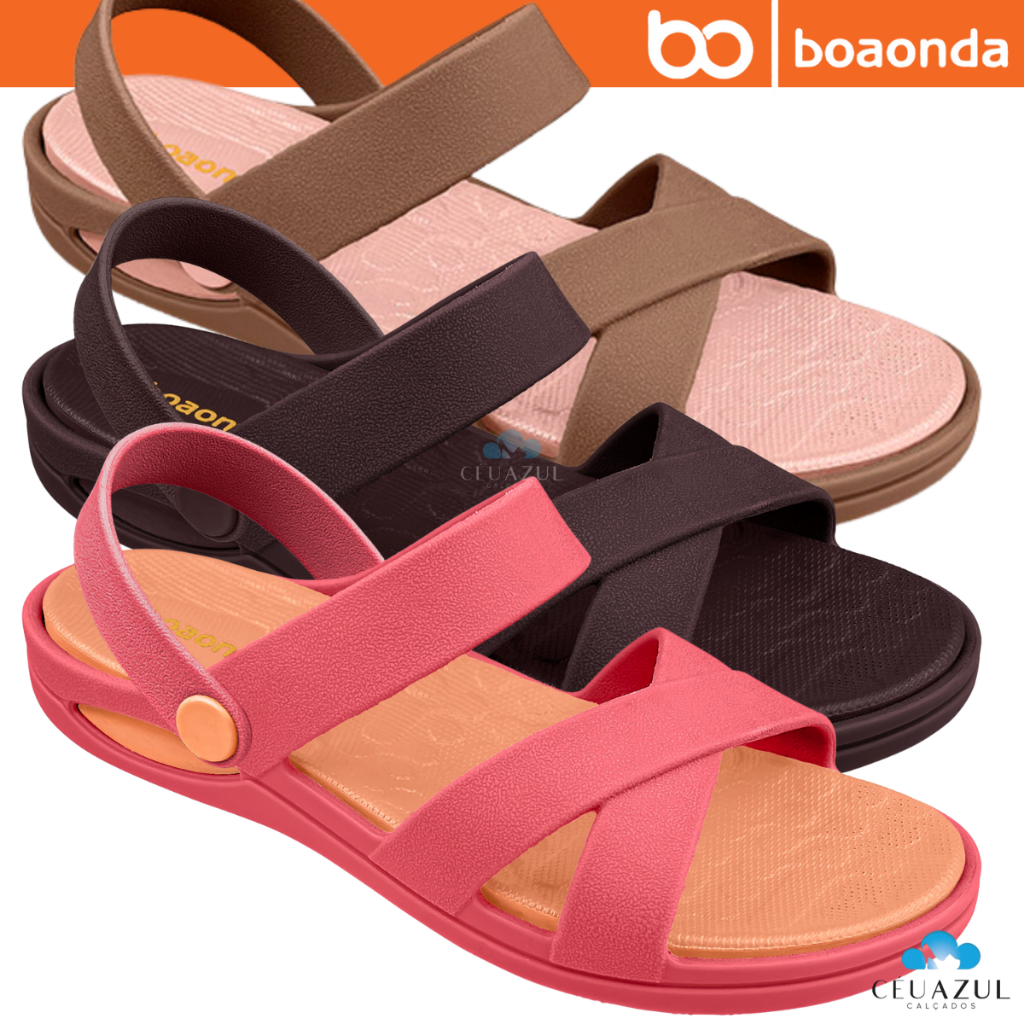 Sandália Chinelo Feminina Boaonda Rio Conforto Tiras Cruzadas Leveza Dia a Dia em Oferta na Shopee