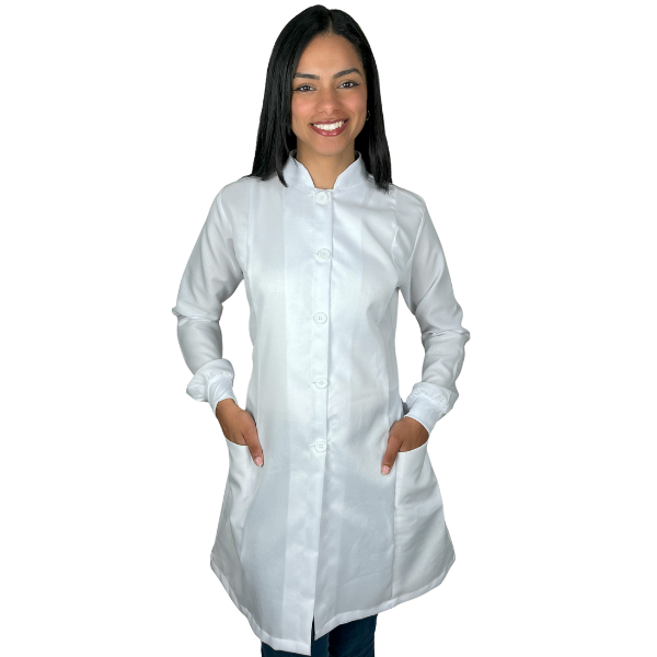 Jaleco Feminino Branco Acinturado com Punho e botão branco - Oxford em Oferta na Shopee