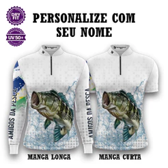 Camisa Zíper Pesca Amigos – Unissex UV50+ Premium Personalizada
