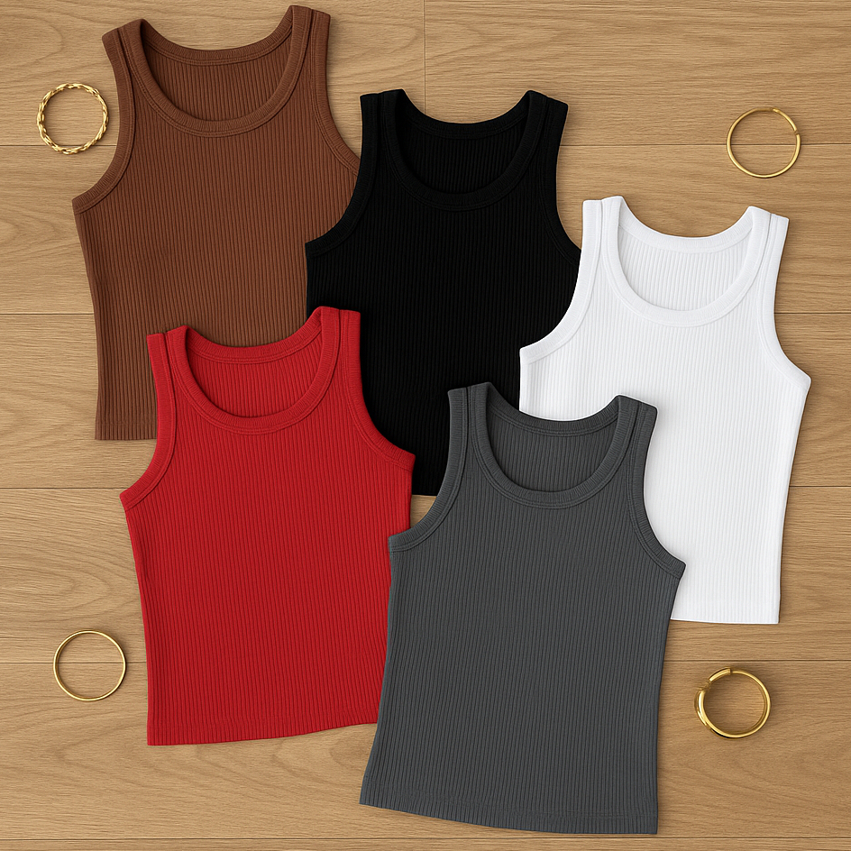 Regata Feminina Canelada Algodão com Elastano Ribana Premium Blusinha Básica Estilosa