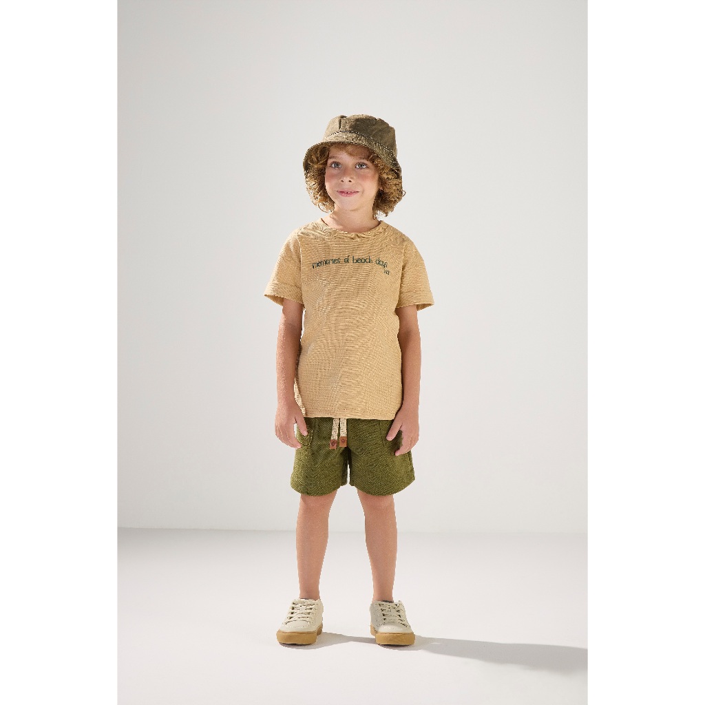 Conjunto Infantil Valent Camiseta Texturizada com Bermuda em Moletom tamanhos 6/8/10