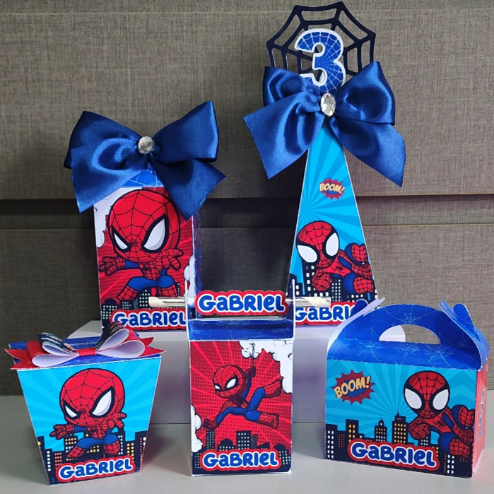 Kit caixas personalizadas Homem Aranha Cute + Brinde/ Lembrancinha homem aranha cute / aniversário