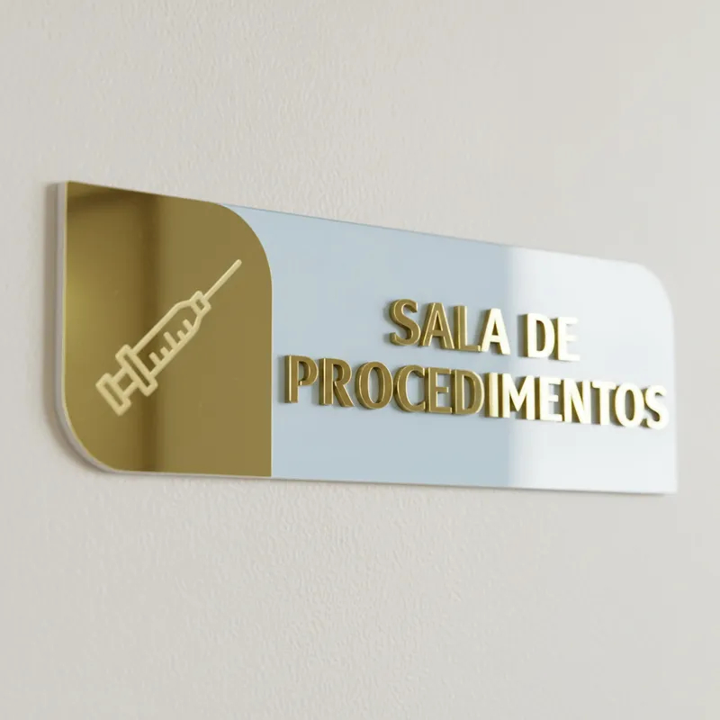 Placa De Porta Sinalização Sala De Procedimentos Mdf Acrílico em Oferta na Shopee